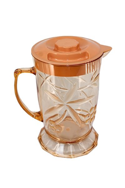 rexa Amber-Colored Plastic Water Jug with Floral Design and Lid
