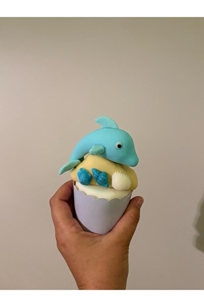 Maket Atelier Doğum Günü Delfin Şeker Hamuru Figürü El Yapımı Deniz Temalı Pasta Süsü Cupcake & Doğum Günü Dekoru
