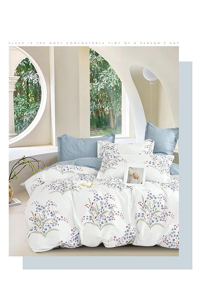 CHIRASO CHIRASO Linen, SUMMER Satin Cotton Fabric, Fitted Sheet 220x240 and Elastic 180x200, 4 Pillowcases