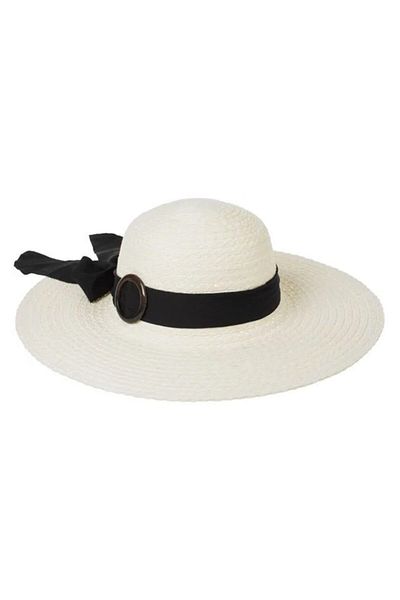 BREZIUM Sun Hat for Summer, Elegant and with UV Protection, White/Black, BREZIUM