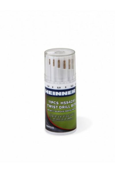 Heinner Set 11 burghie pentru metal, Dimensiuni: 1,5-2-2,5-3-3,2-3,5-4-4,5-5-6-8mm