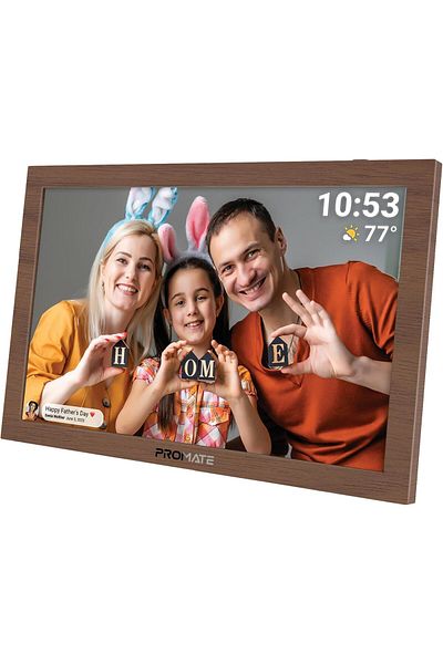 Promate Full HD Digital Photo Frame With 10.1" Touch Screen, Wireless app Control, 16GB Storage, USB