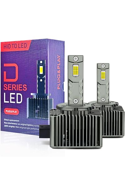 SONORH D1S Xenon LED Bulbs, 120W, 20000 Lumen, Canbus Plug&Play, Set of 2, Copper Cooling Fan and Rod