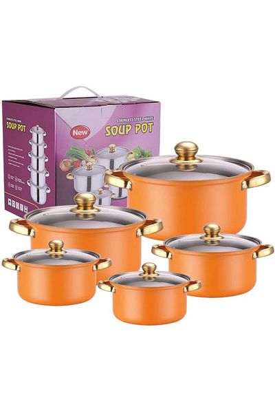 Generic TAME 5 PCS Stackable Pot Set, Stewpots with Lids (16/18/20/22/24 cm), Nesting Non Stick Pots, Premiu