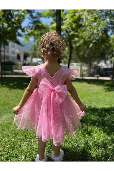 Minizade Girls' Baby Zero Sleeve Snowy Elsa Tulle Birthday Wedding Party Special Day Holiday Dress