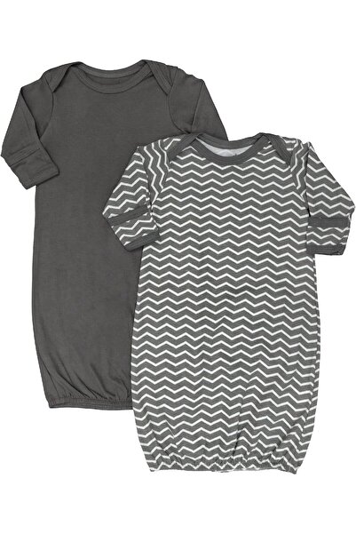 Moon Sleep Gowns Pack of 2 Swaddle Blankets for Baby Bed Comfort - Grey and Stripes Print