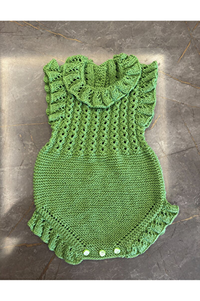 izelticaret El Örgüsü Kahve Çekirdeği Modelli Bebek Tulumu