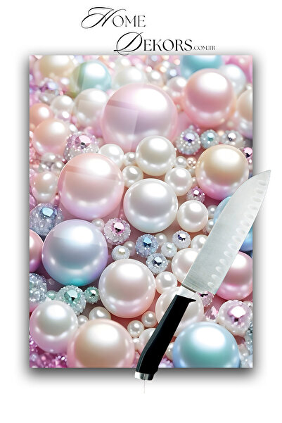 home dekors Glass Cutting Board Chopping Board Pink Blue Pearls Dowry Gift 35...