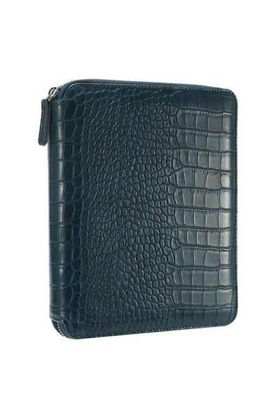 victoria journal Victoria Journals Croco Zipperfolder Dotted Organizer - Notebook Navy Blue 14.8X21Cm