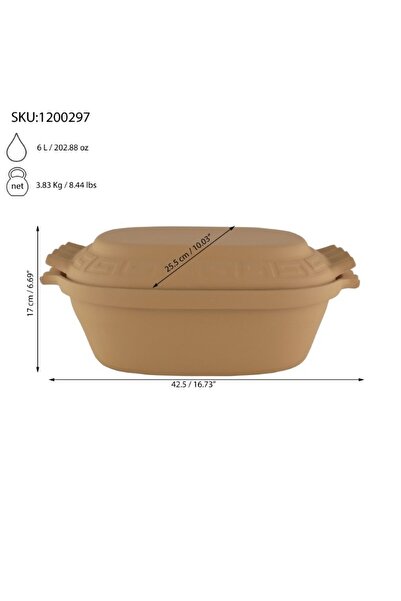 AzHome Clay pot, oval, with lid, Roman style, 6L, suitable for stuffed cabbage rolls, rice, stews