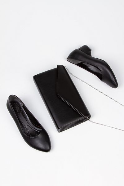 MFT AYAKKABI Women's 3 cm Heeled Short Thick Heeled Shoes and Bag Set