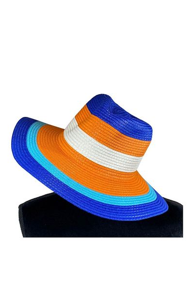 Intisimo Beach hat, Women, Circles, Navy/Orange/Turquoise