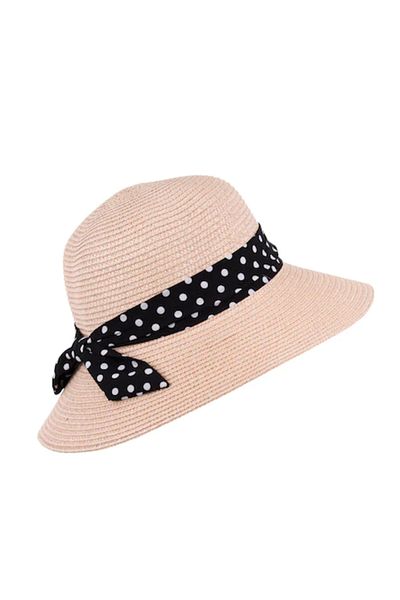 Intisimo Beach Hat, Women, Polka Dot Bow, Pink