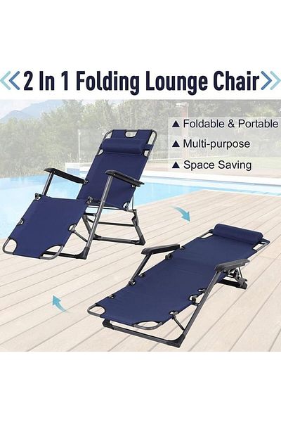 OEM Sezlong pliabil, Perna Captusita, Cadru Metalic si Panza Oxford, rezistent UV, Max 150 kg