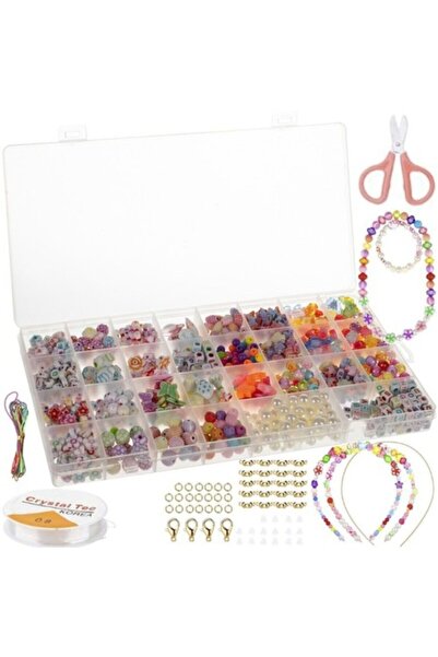 OEM Kreativní sada pro děti, korálky a doplňky na výrobu barevných náramků, 900 dílků