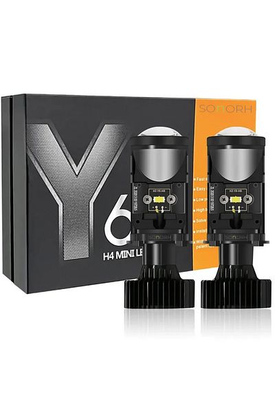 SONORH Set of 2 H4 LED Bulbs with Magnifier for Standard Headlights, 100W, Canbus without error on board
