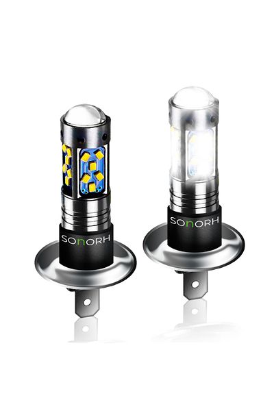 SONORH Set of 2 LED Bulbs H1, 27 SMD, Integrated Magnifier, 60W, 6000K cool white, Plug&Play