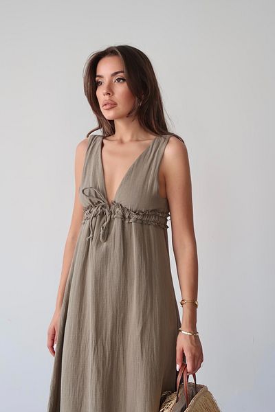AÈC PRIVÈ Women's New Season Summer V-Neck Long Muslin Dress
