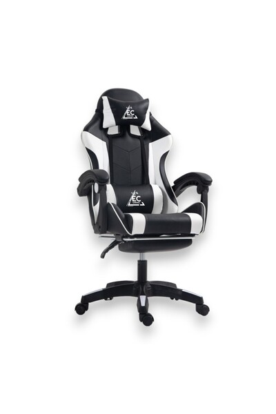 ECARLA Black chair, with lumbar cushion and footrest, max 150 kg, 64x116-123 cm, JollyMag, KO24B