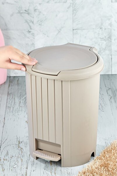 Genel Markalar Şık ve kullanışlı 12L pedallı paslanmaz çöp kutusu, banyo ve mutfak için ideal