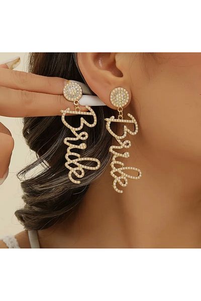 Kişisel Tasarımlar Bride Written Bridal Earrings
