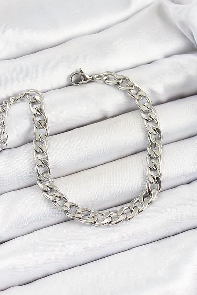 Celira Steel Silver Color Thick Chain Men's Bracelet