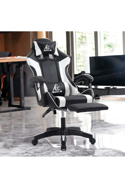 ECARLA Black chair, with lumbar cushion and footrest, max 150 kg, 64x116-123 cm, JollyMag, KO24B