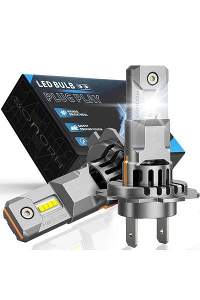 SONORH Set de 2 becuri LED H7, 120W, 6500K, 30000LM, Canbus Plug&Play, ventilator și tijă de răcire din cupru, 60000 H