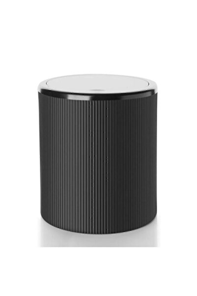 Silkyreal Siyah Çizgili Yuvarlak Alkano Çöp Kovası 6 Litre Banyo Mutfak Çöp K...