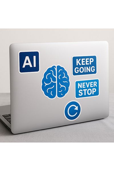 arduçlazer Parliament Blue Laptop Sticker Set – Motivational Artificial Intelligence (Ai) & Brain Themed 5-Piece Transparent Sticker