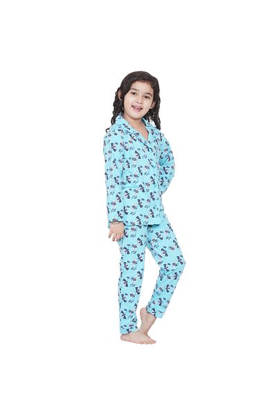 LAUREN SMITH Girl's Pajama Set Long Sleeve Buttoned Top with pants 2 Piece Printed Sleepwear Cotton Pjs Set