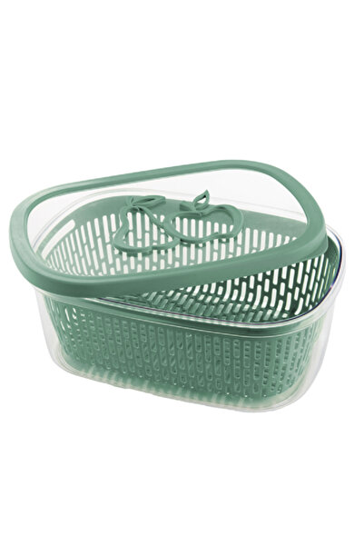 Snips علبة فواكه عطرية مستطيلة الشكل خالية من مادة BPA، مزودة بغطاء سريع الفتح، لون أخضر وشفاف، سعة 4 لتر