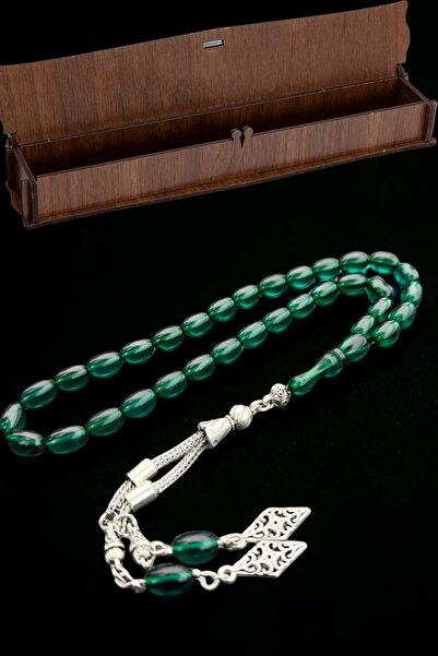 renery مسبحة من العنبر الأخضر الزمردي مع صندوق خشبي للهدايا مع صناعة ماهرة مع...