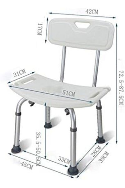 genri Kanji-Yu Bathroom Chair Made of Aluminum Alloy, Adjustable and Anti-Slip, with Comfortable Backrest