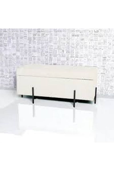 rexa Modern White Flannelette Gold Metal Legs Living Room Bedroom Storage Bench