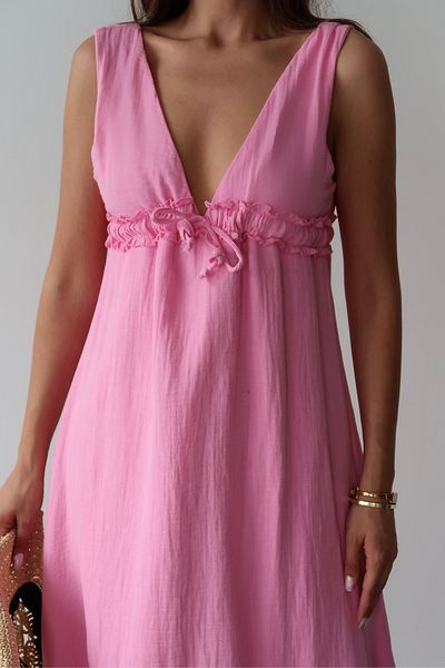 AÈC PRIVÈ Women's New Season Summer V-Neck Long Muslin Dress