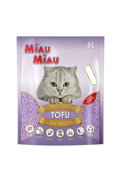 MIAU MIAU Litieră pentru pisici cu tofu și lavandă 6l