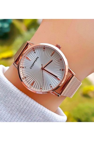 Weluxa Rose Gold Color Stone Steel Cord Vintage Women Wrist Watch