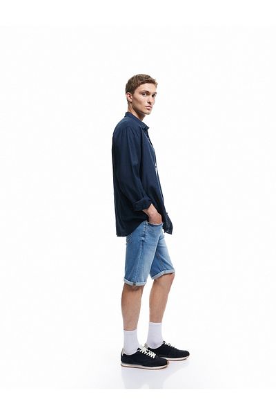 Koton Νέα σεζόν Oversize τζιν σορτς βερμούδα με λεπτομέρεια τσέπης βαμβακερό
