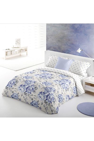 Pierre Cardin Loira Luxury Sugar Blue Floral Single 6 Piece Duvet Set
