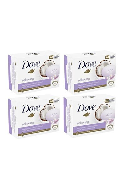 Dove Relaxing Soap Set, Coconut Milk & Jasmine Petals Scent, 4 pieces x 90g