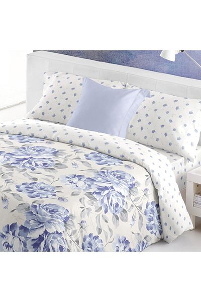 Pierre Cardin Loira Luxury Sugar Blue Floral Single 6 Piece Duvet Set