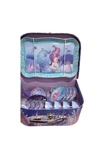 OEM Set ceai din metal pentru copii,15 piese, model sirena, Albastru ,3+
