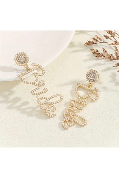 Kişisel Tasarımlar Bride Written Bridal Earrings