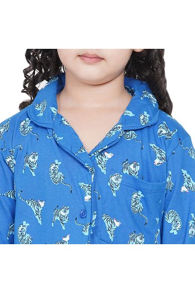 LAUREN SMITH Girl's Pajama Set Long Sleeve Buttoned Top with pants 2 Piece Printed Sleepwear Cotton Pjs Set