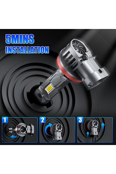 SONORH Set of 2 LED Bulbs H8/H9/H11, 120W, 6500K, 30000LM, Canbus Plug&Play, Copper Fan and Cooling Rod