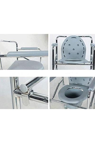 genri Zed-Seat Wheeled Toilet Chair Without Footrests for Elderly and Disabled