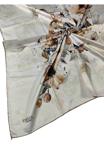 mim eşarp Κασκόλ Emilya Rayon με λουλούδια 90x90 εκ