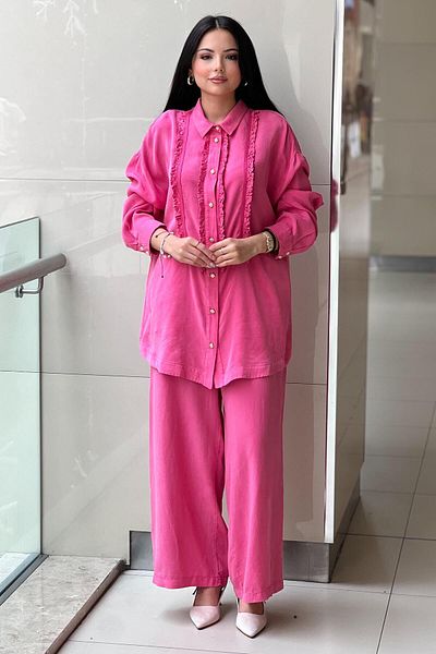 Ghisa Shirt Ruffle Detailed Loose Pants Suit
