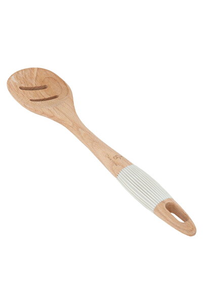 Generic Al Saif Gallery wooden spoon, plastic handle, perforated - wooden